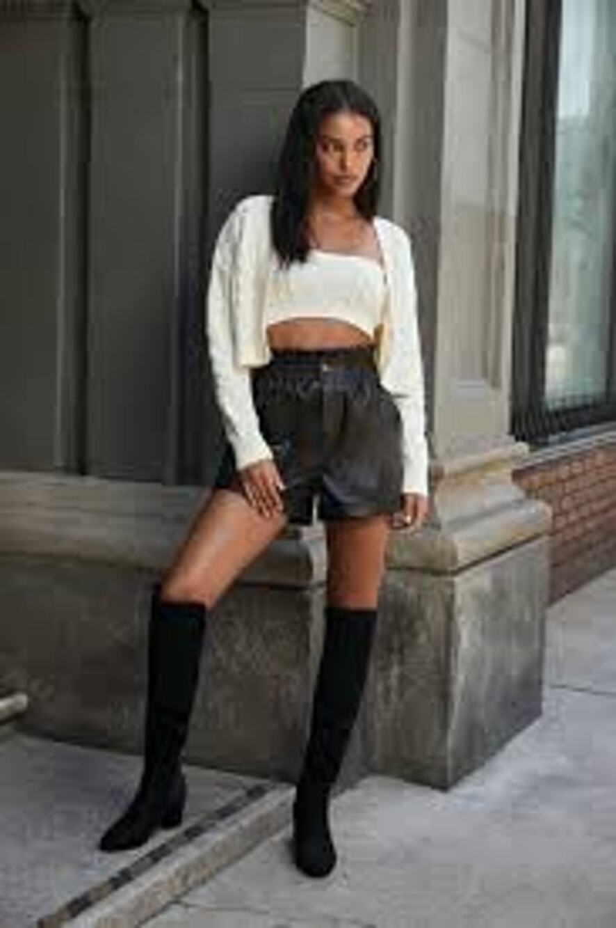 Olivaceous Black Faux Vegan Leather Shorts S NWT Minimalist Mobwife Old Money